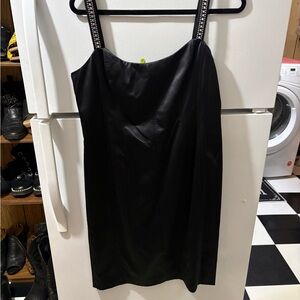 Jones New York Black Satin Dress with Embellished Straps